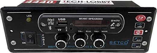 Tech-lobby® TDA 4440 Dual IC Amplifier with USB Charging Socket car Audio with Powerful 1000 watt PMPO Output with USB, Bluetooth, AUX, MMC, Universal Fitting for Any Vehicle.