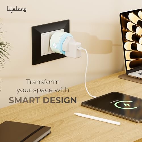 Lifelong Electronics 10A WiFi Smart Power Plug for Home Automation | With App Control, Timer, Voice Control, Scheduling | Smart Plugs Gadget | Electrical Switch Socket | Compatible with Alexa & Google