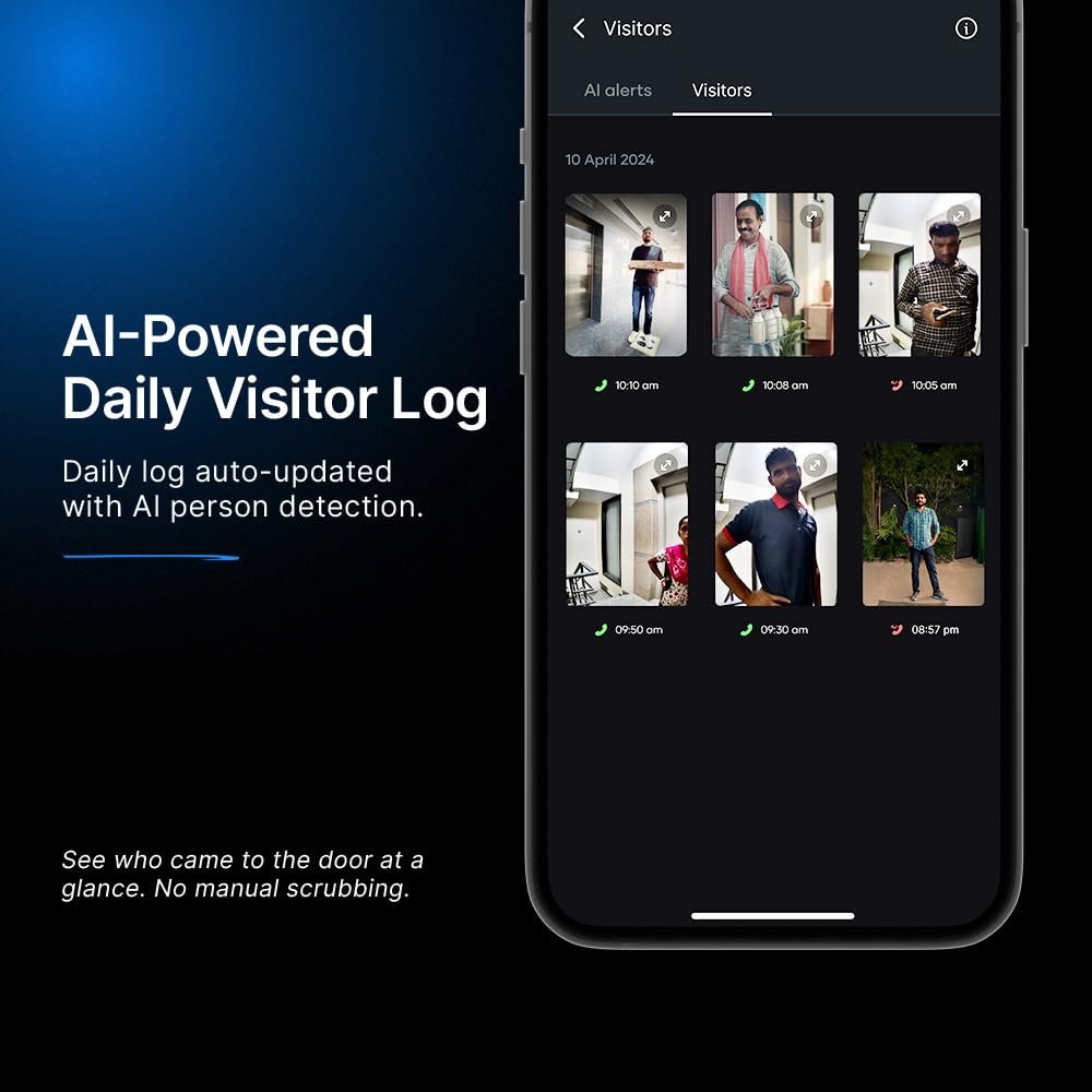 Qubo Smart Wi-Fi Video Doorbell Pro 2K from Hero Group | Instant Phone Visitor Video Call | Intruder Alarm | 3MP 1296P Resolution | 2-Way Talk | NightPulse Vision