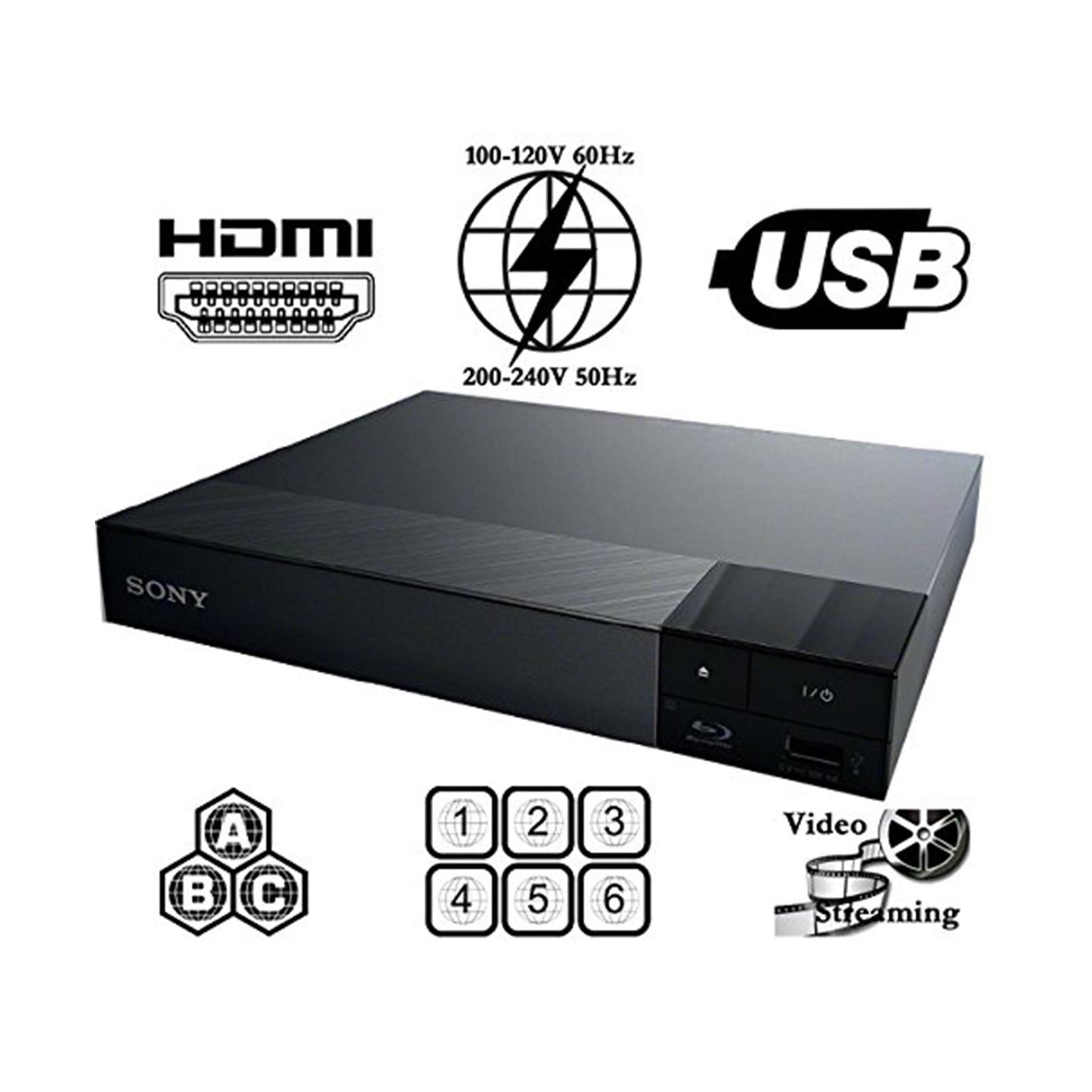 SONY S1700 Multi System All Region CodeFree Blu Ray Disc DVD Player - PAL/NTSC - USB - 110-240V 50/60Hz - 6 feet HDMI Cable Included