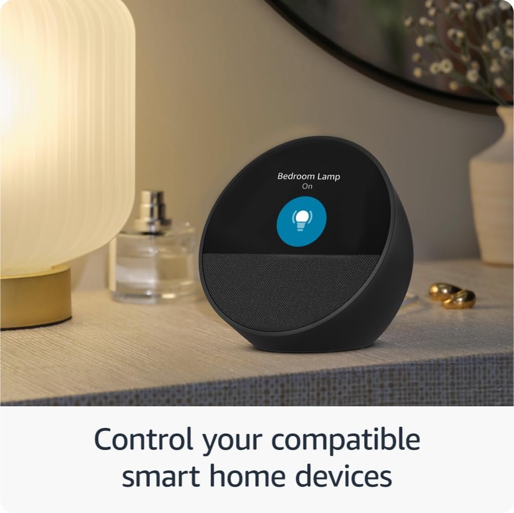 All New Echo Spot (Blue) Smart Home Speaker Combo with Wipro 12W Simple Setup Smart Bulb | with Bluetooth and Alexa