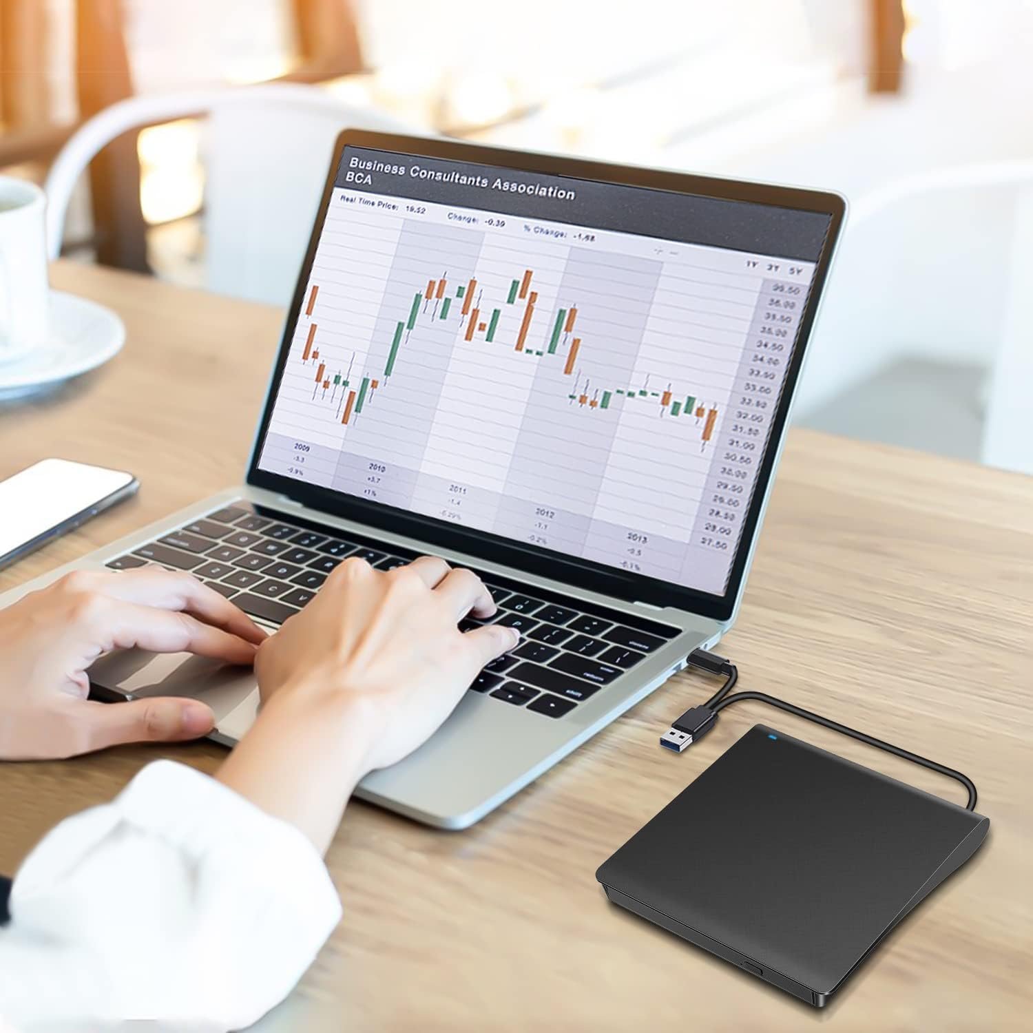 BKC External DVD Drive USB 3.0 & Type-C, Portable CD/DVD +/-RW Burner Writer Player, Plug & Play for Laptop, PC, MacBook, Windows, Mac OS, Linux