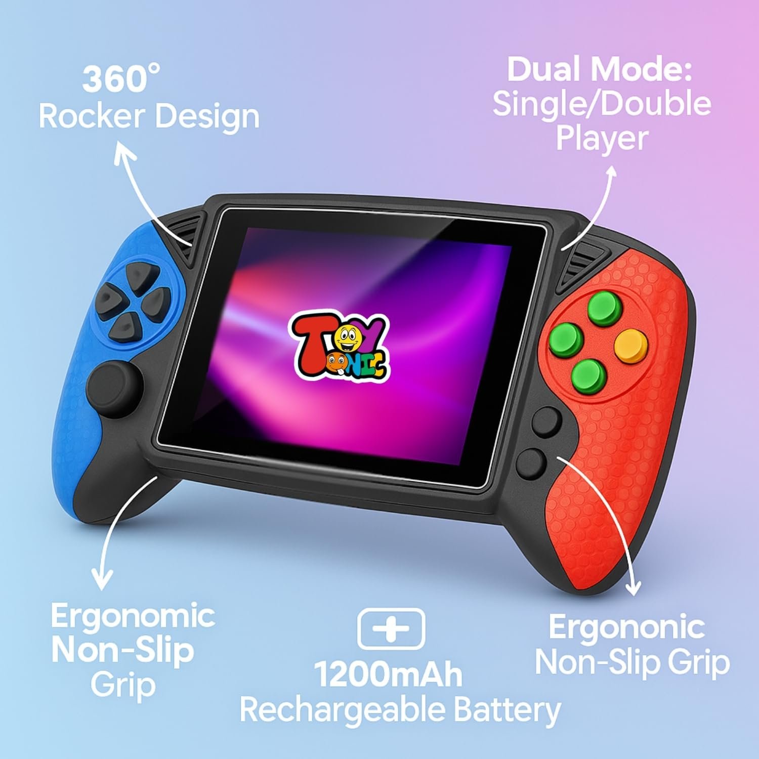 TOYTONIC Portable Retro Handheld Game Console for Kids | Classic Gaming with Preloaded 620 Games | 3.5" Color Screen, Built-in Power Cell, TV Output | Video Games Player ๐๐ข๐ฆ๐ข๐ญ๐๐ ๐๐จ๐๐๐ฒ