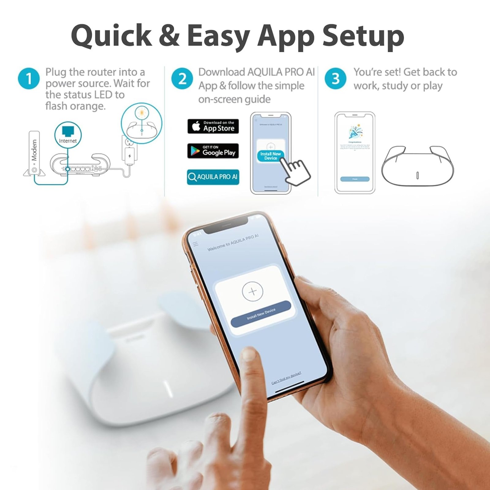 D-Link M30 |WiFi 6 Speed 3000 Mbps |Covers Upto 2800 Sq. Ft.|Dual Band |Gigabit Port|AI Powered Mesh Router |High-Performance |360 Degree Spherical Coverage|MTCTE Certified
