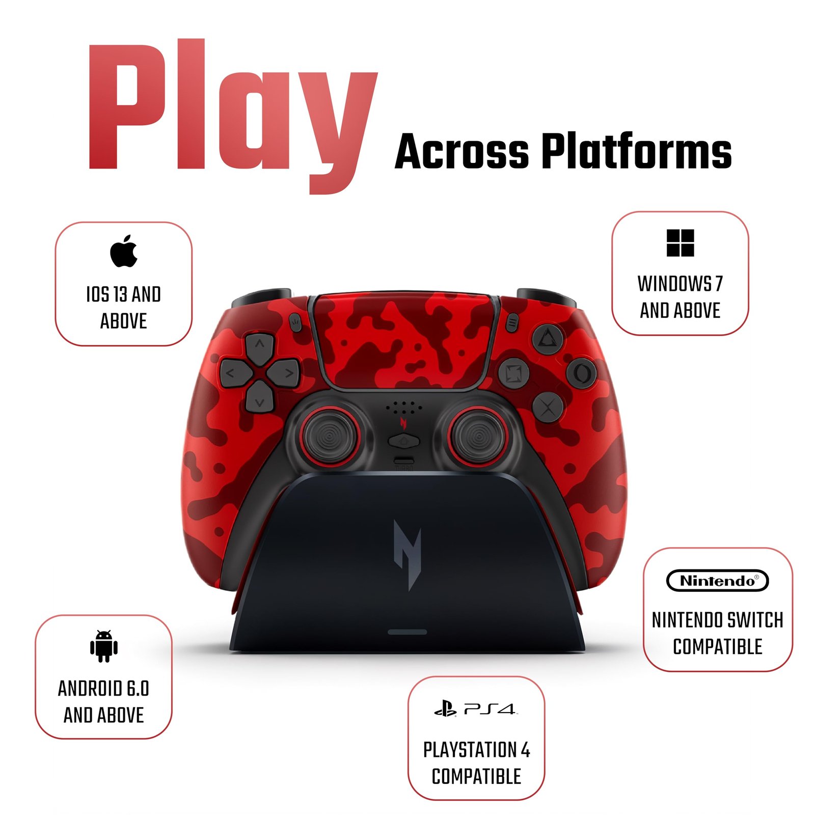 acer Nitro Katana NT-02 Wireless Multi-Platform Game Controller | Bluetooth 5.3 | Touchpad & Built-in Speaker | Dual Vibration | MR/ML Programmable Buttons | Hall Triggers | Switch/PC/Android/iOS/PS4
