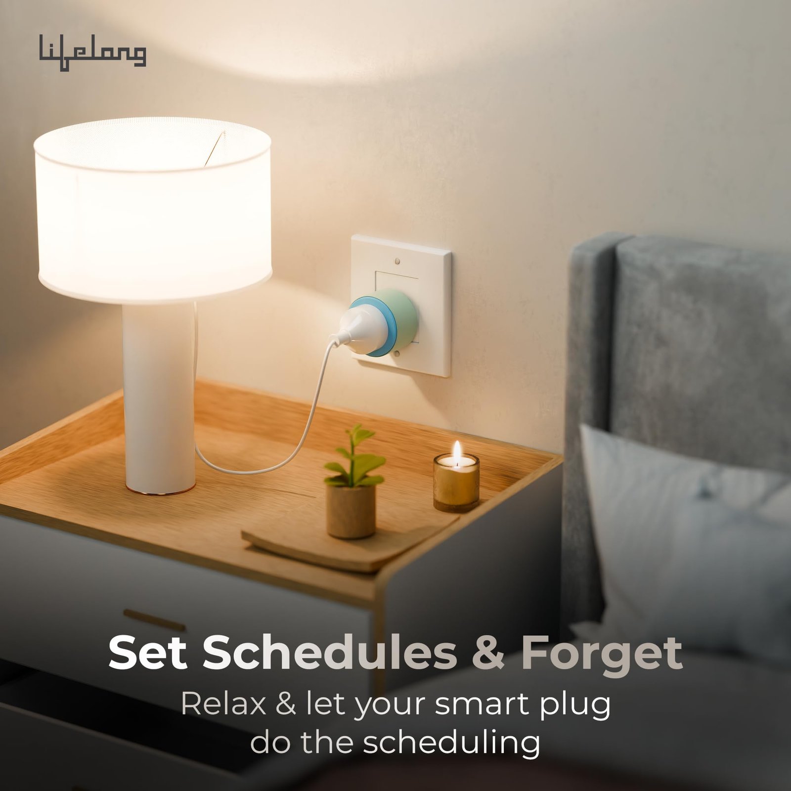 Lifelong Electronics 10A WiFi Smart Power Plug for Home Automation | With App Control, Timer, Voice Control, Scheduling | Smart Plugs Gadget | Electrical Switch Socket | Compatible with Alexa & Google