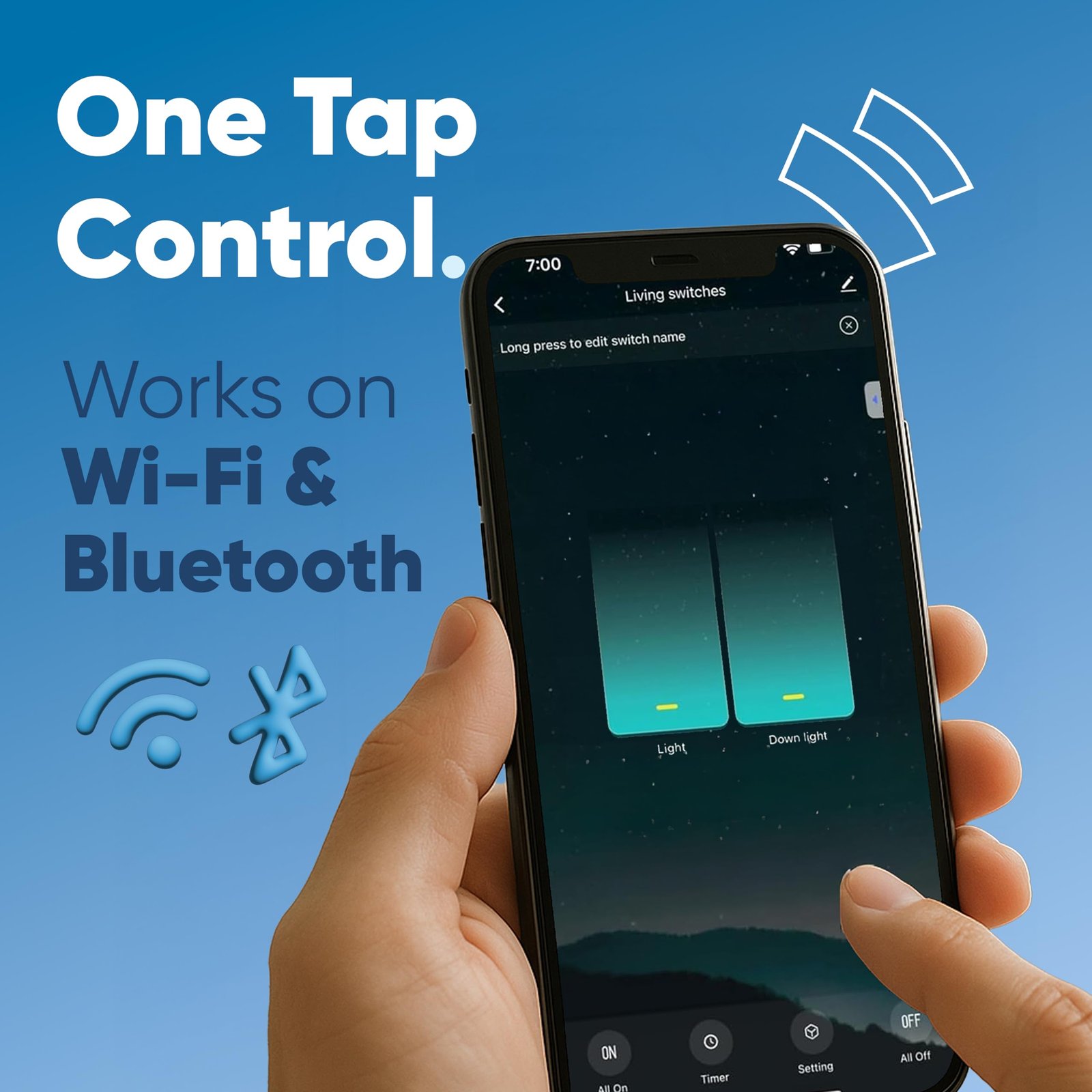 AZIOT SMART MODULAR 2 GANG PREMIUM TOUCH SWITCH (16amp Each) - GLASS (Not Acrylic): Elevate Your Home with Effortless Control (Fits in Anchor Roma Classic and similar plates)