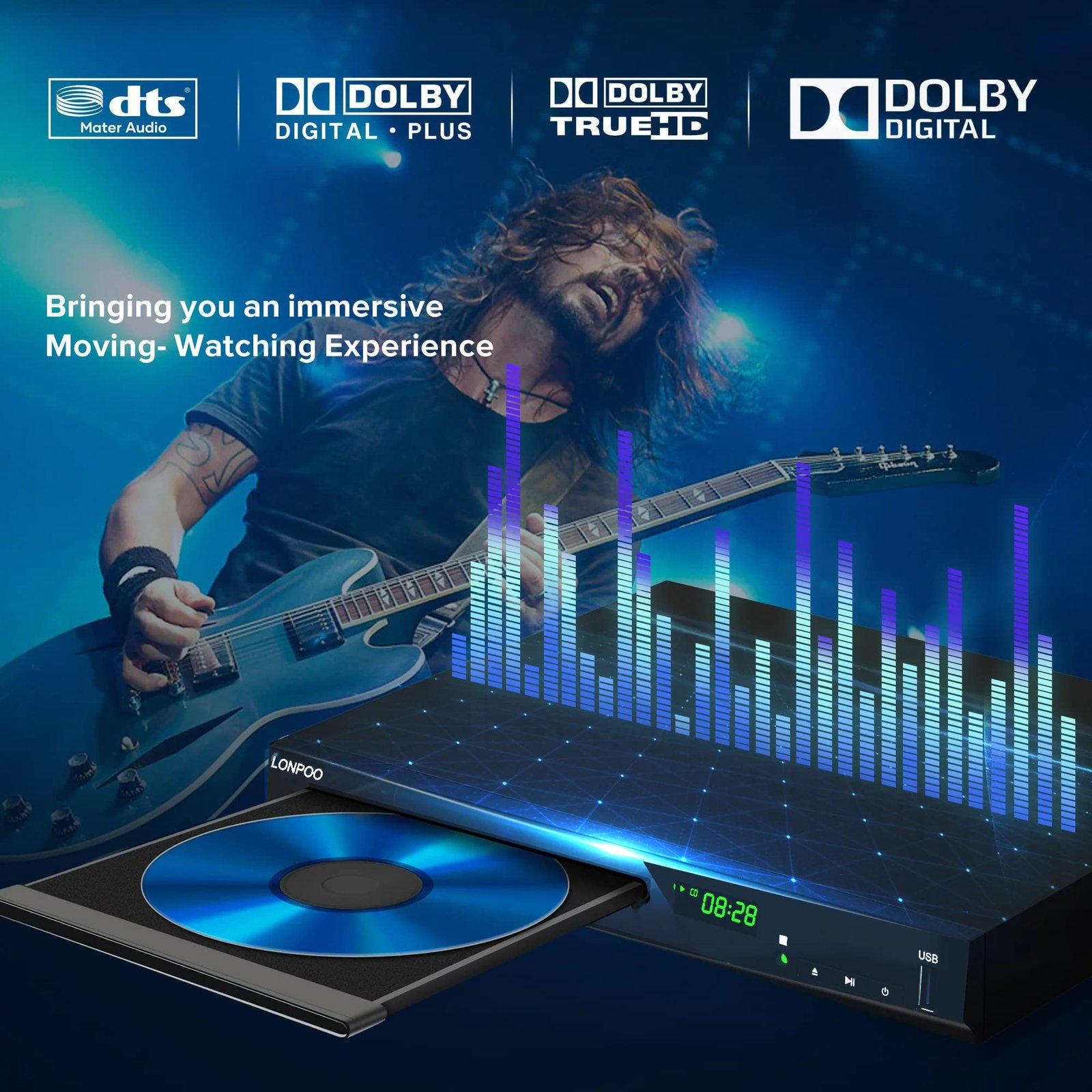 Blu Ray DVD Player,Full HD Blu-ray Disc Player CD Players with Easy Hook Up and User Friendly, 1080P Home Theater DVD Player with HDMI Output, Support HDD and USB Playback