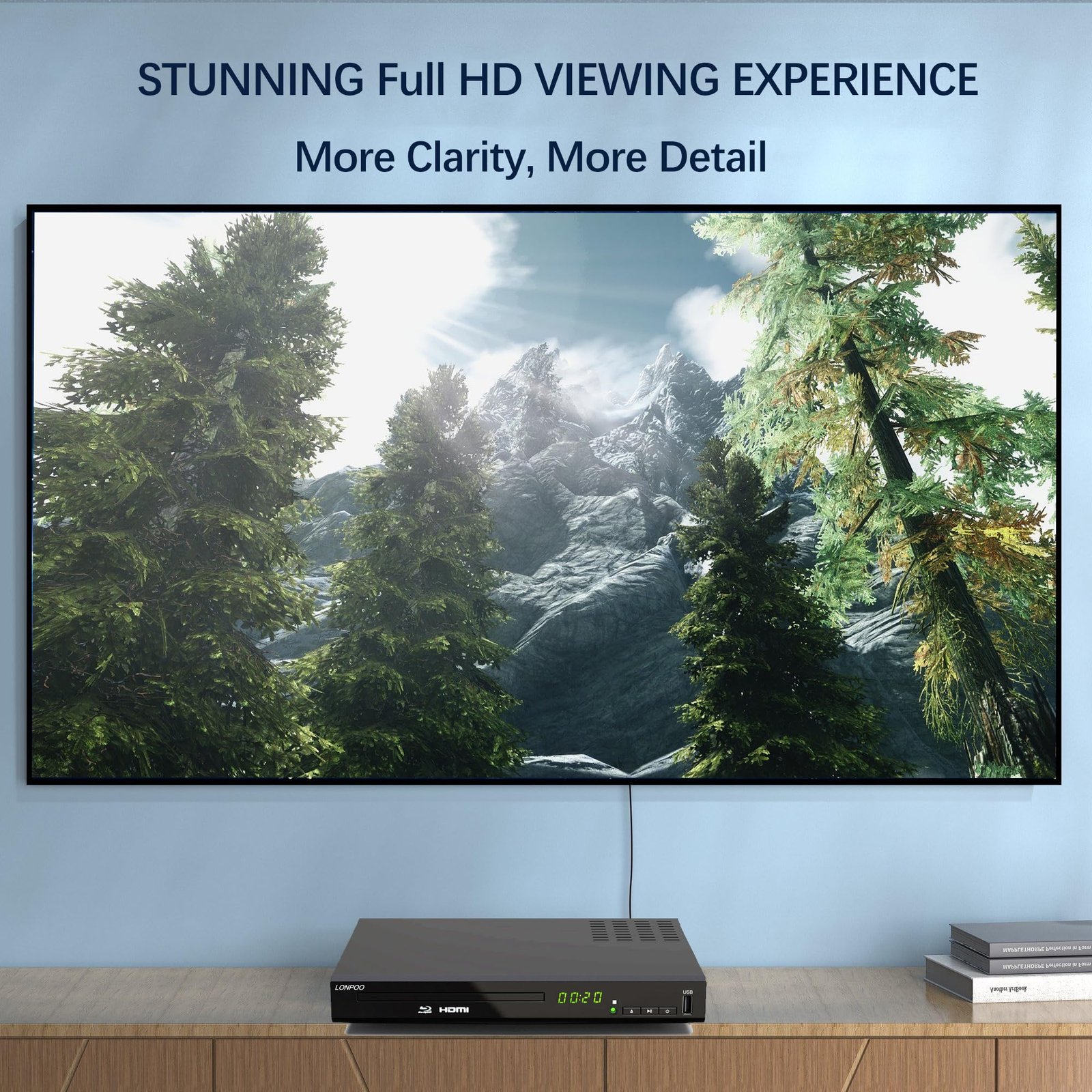 Blu Ray DVD Player,Full HD Blu-ray Disc Player CD Players with Easy Hook Up and User Friendly, 1080P Home Theater DVD Player with HDMI Output, Support HDD and USB Playback